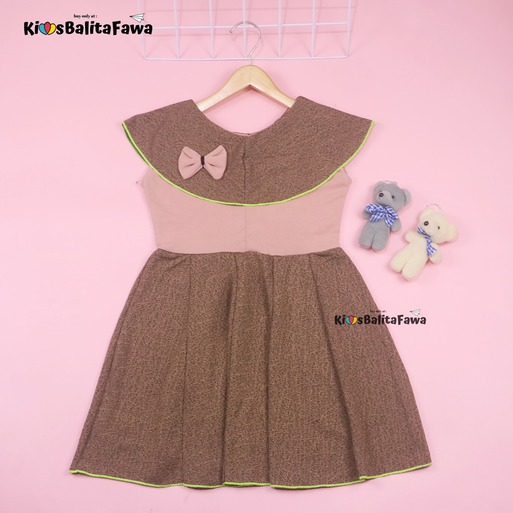 Dress Evelin uk 5-6 Tahun / Baju Anak Perempuan Atasan Model Dres Cewek Gaun Pesta Motif Polos Bunga