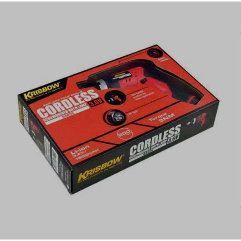 KRISBOW CORDLESS SCREWDRIVER 3,6V/ACE OBENG NIRKABEL DENGAN LAMPU 3,6V IRCS361/KRISBOW BOR RECHARGE/