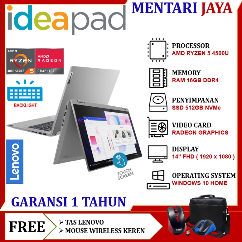 Jual Laptop Lenovo Ideapad Flex In Amd Ryzen Ram Gb Gb Ssd Fhd Touch W Indonesia