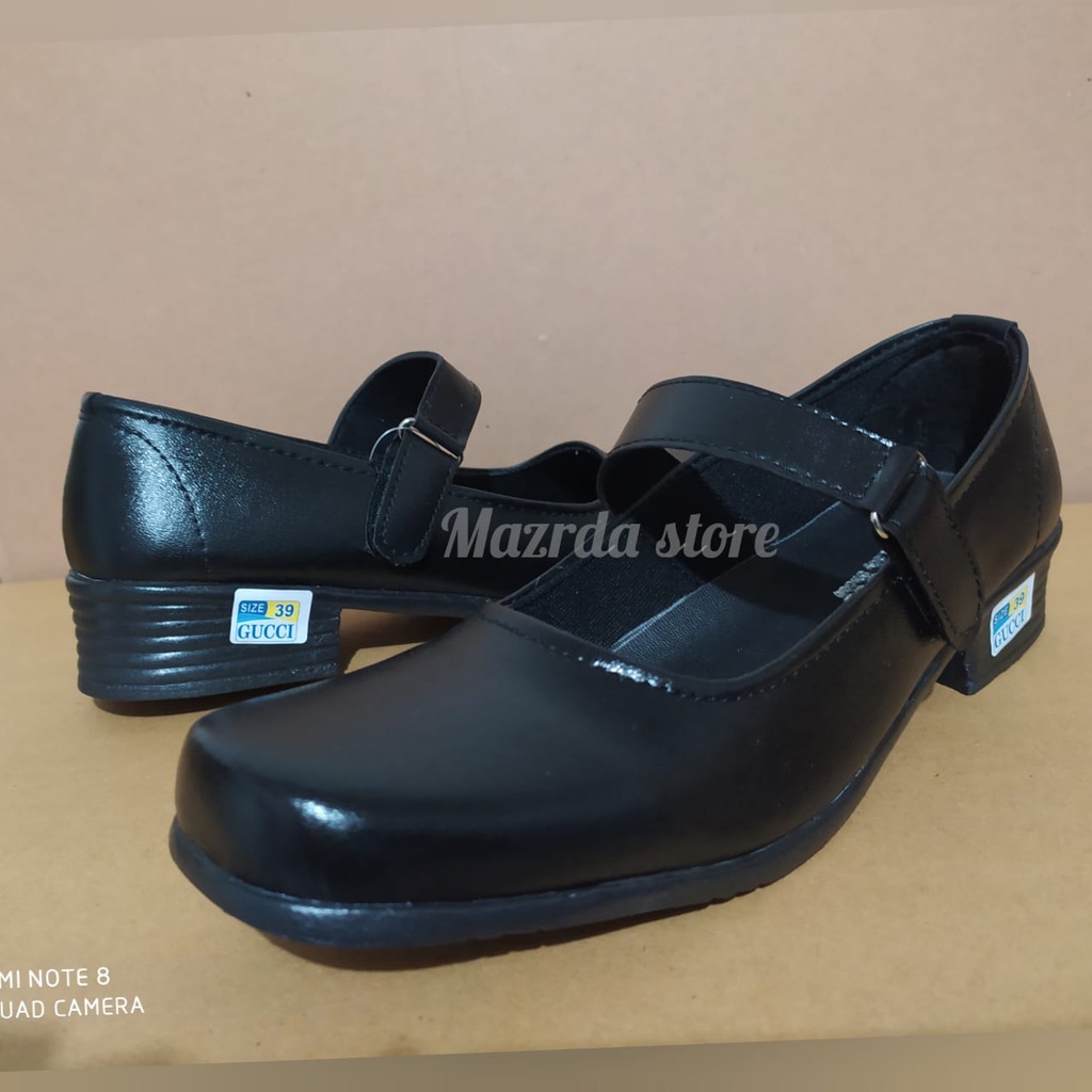 MASRDA Sepatu Pantofel Wanita Hitam Hak 3 Cm Cewek Sekolah Kantor Paskibraka Paskib Paskibra P01ss