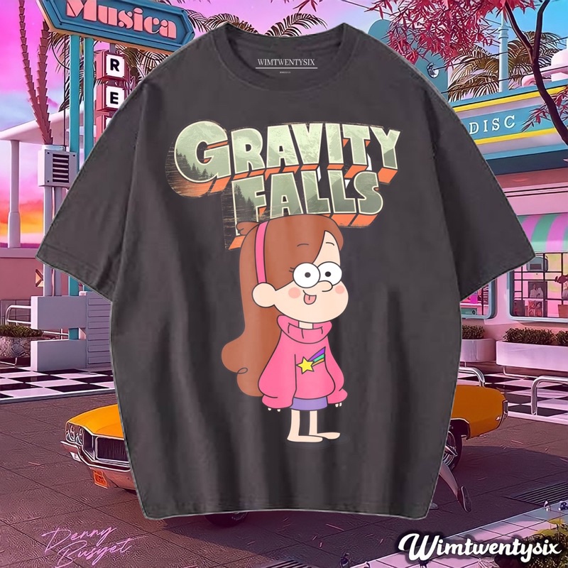 KAOS GRAVITY FALLS MABEL PINES VINTAGE TEE ( OVERSIZE DARK GREY T-SHIRT )