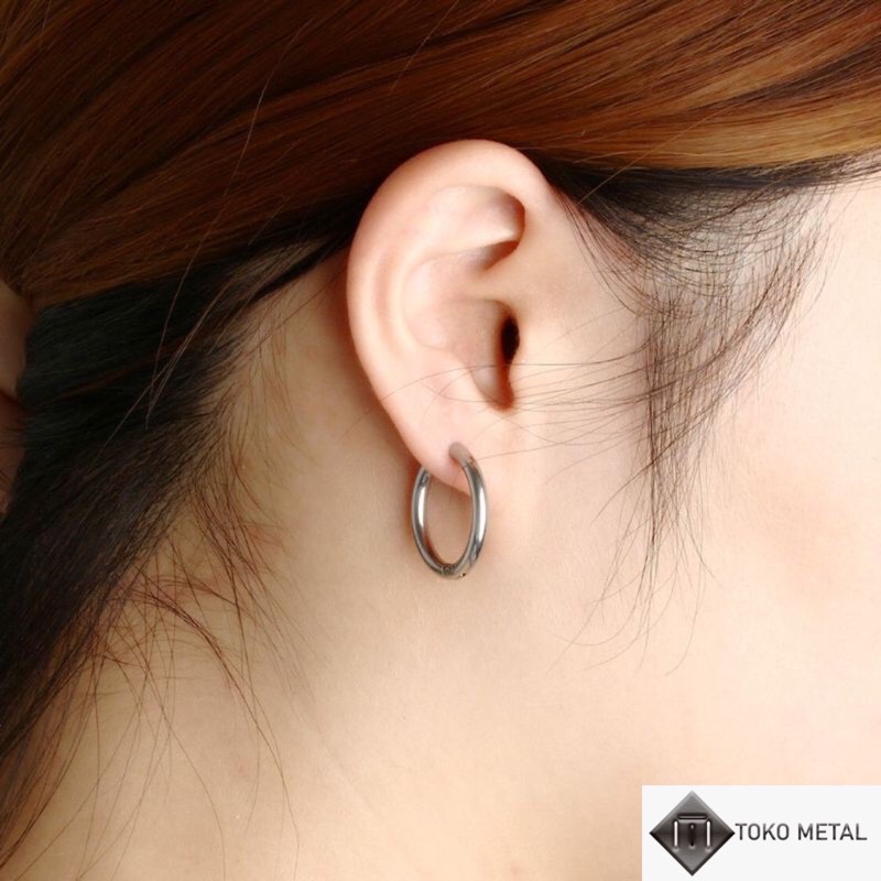 Anting Hoop 100% Titanium Pria Dan Wanita 10mm, 12mm &amp; 14mm[ Toko Metal ]