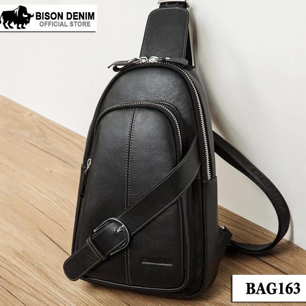 Paling Murah Bison Denim Original Tas Selempang Kulit Sapi Asli  Pria Sling Bag Bag163