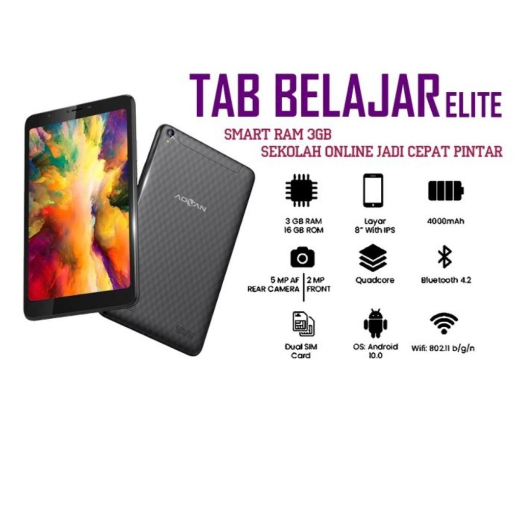 ADVAN TAB BELAJAR ELITE 3/16 RAM 3GB ROM 16GB GARANSI RESMI