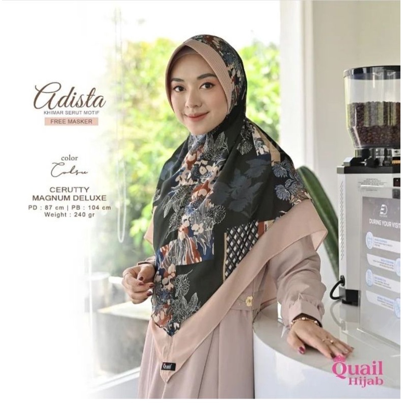 Jilbab Khimar Ceruty 2 Layer Motif Kombinasi Layer Polos Adista