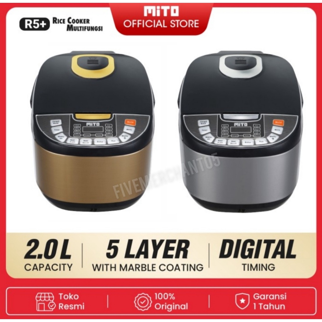 Rice Cooker Mito R5 2 Liter Digital 8 in 1 Gold Silver Black Magic Com Mito R 5 Penanak Nasi Mito