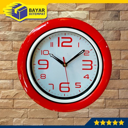 Jam Dinding Dingding Tempel Wall Clock Polos Warna D25 MERAH