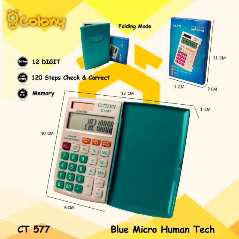 

Kalkulator CT-577 BIRU Kalkulator Mini Saku KecilDigital Dagang Sekolah Kantor Calculator Calkulator Jumbo Kakulator 12 Digit Alat Tulis Murah Bagus Awet Asli Ori Original