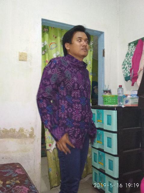 Kemeja Batik Panjang Songket Pria Cowo Kerja Kantor Hitam