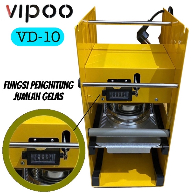 Cup sealer Vipoo VD-10 + fungsi penghitung gelas
