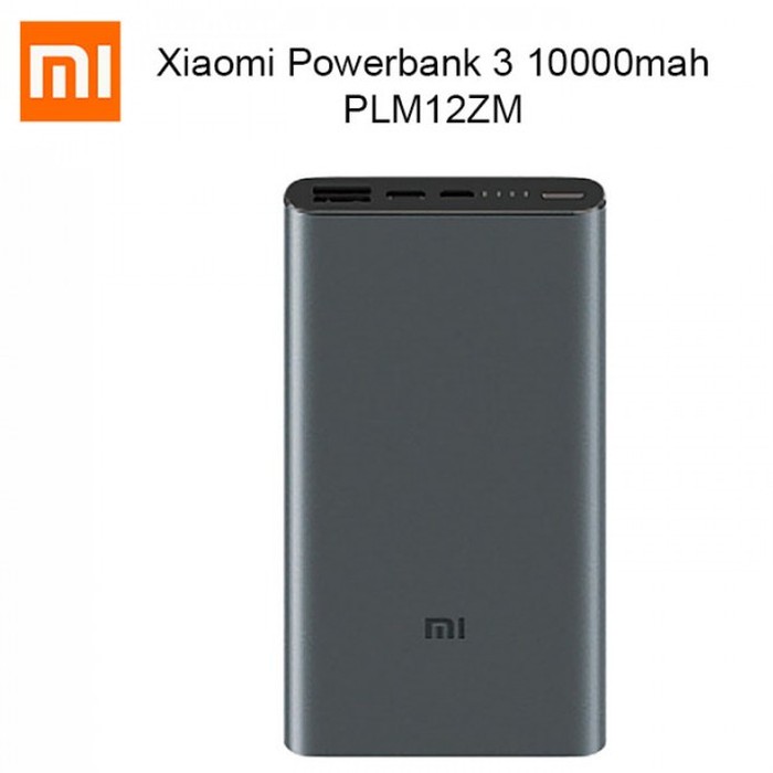 Powerbank Xiaomi Mi Pro 10000mAh SLIM USB Power bank ORIGINAL - Hitam silver