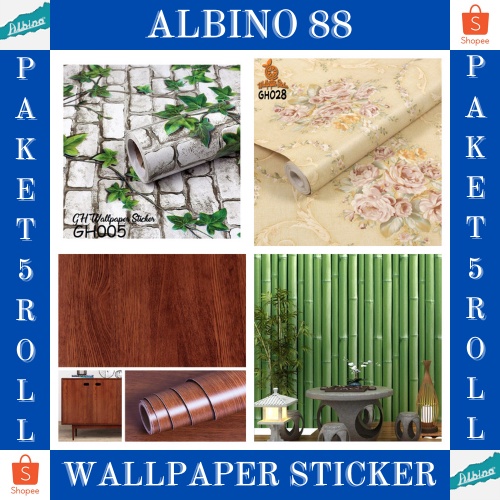 PROMO PAKET 5 ROLL WALLPAPER STICKER DINDING/ WALLPAPER RUANG TAMU/ WALLSTICKER/ MOTIF BATIK ELEGANT TERMURAH