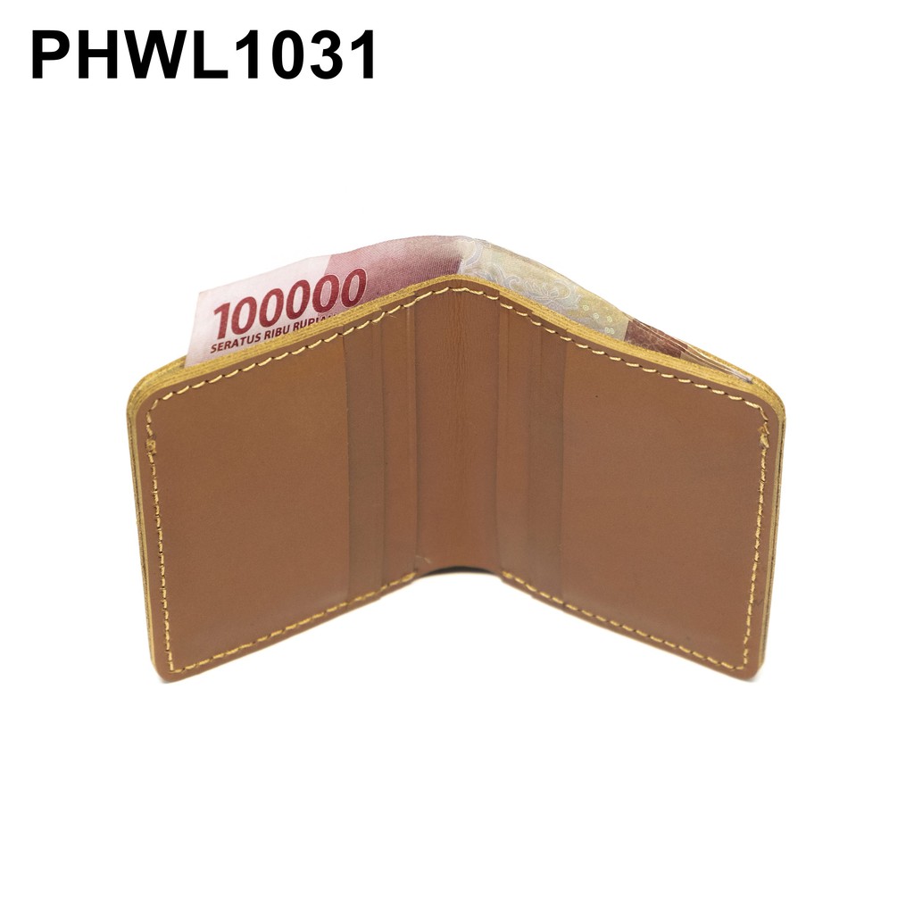 dompet pria kulit sapi asli bifold wallet card wallet tan - PHWL1031