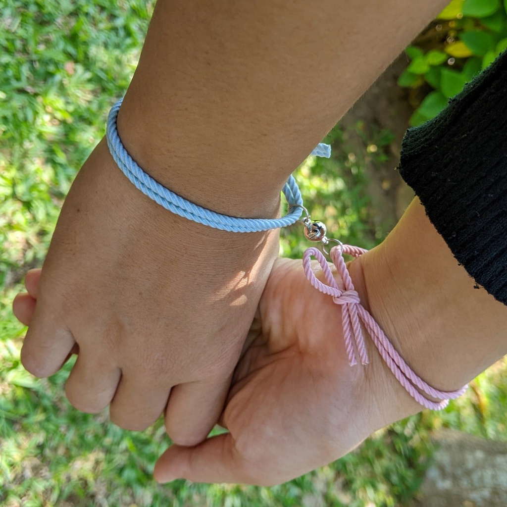 2 Pcs Tali Gelang Korea Elastis Sepasang Magnet Couple Polos