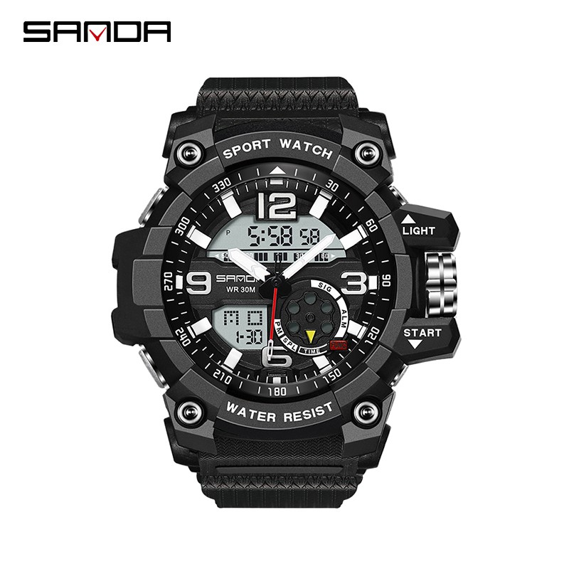 SANDA 759 Jam Tangan Pria Digital Analog Dual Time Tali Rubber WATCHKITE WKOS