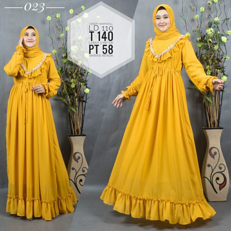 Dress Gamis Syari Muslimah Terbaru 2021 Remaja Pesta Kekinian Lebaran Hitam Putih Polos Ceruty Tile