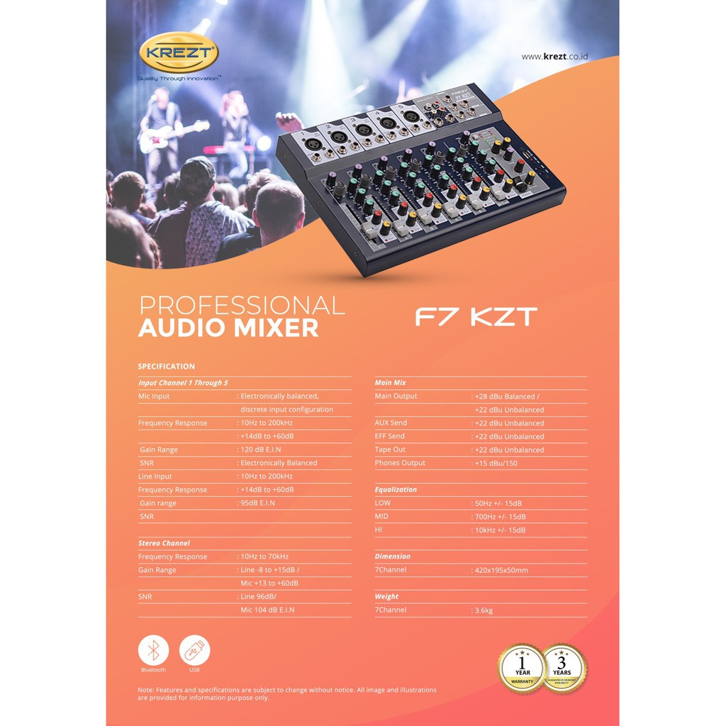 PROFESSIONAL AUDIO MIXER KREZT F7 KZT