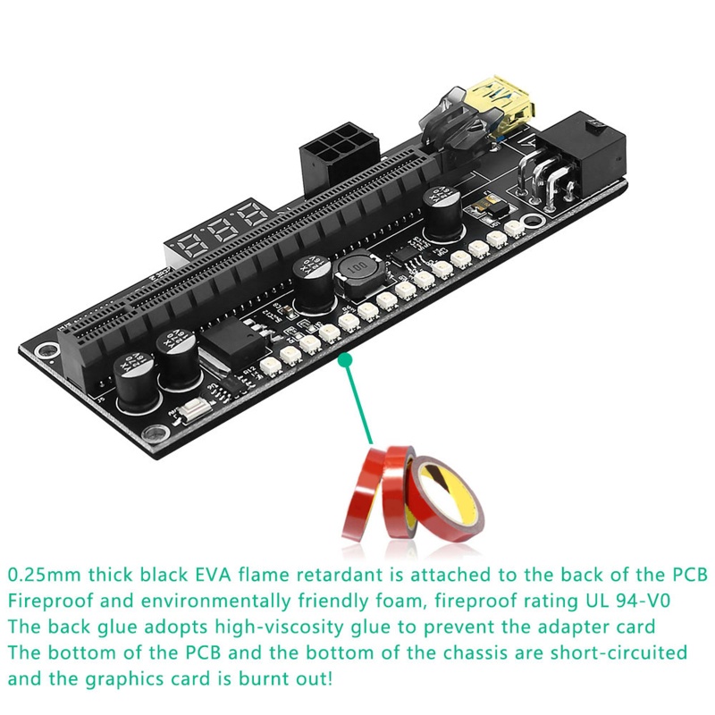 Btsg PCI-E Extender Riser 1x Ke 16x USB 3.0 PCI-E GPU Adapter Untuk Tambang GPU Bitcoin