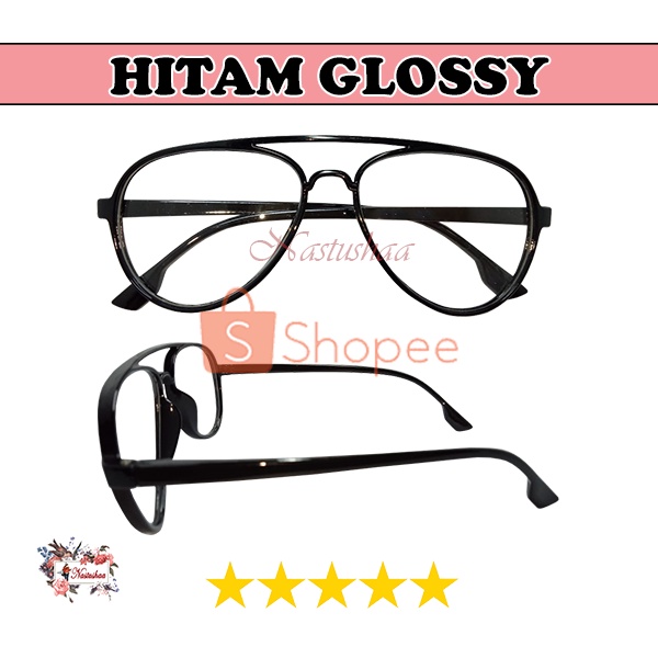 Kacamata Wanita Dan Pria Aviator Glasses Design Korea Lensa Transparan/ Kaca Mata Unisex Transparan Normal NOCASE