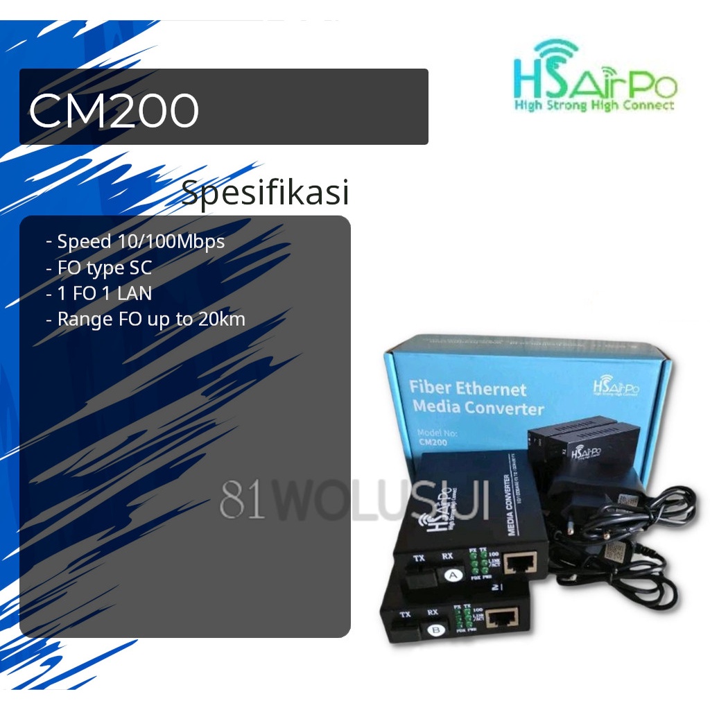 Converter LAN to FO HSAirpo CM200 10/100Mbps A/B - 1 pasang