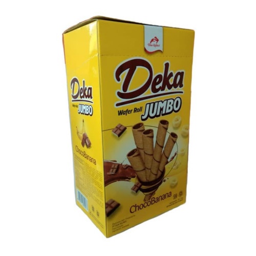 

Deka wafer roll choco banana jumbo isi 20×14gram