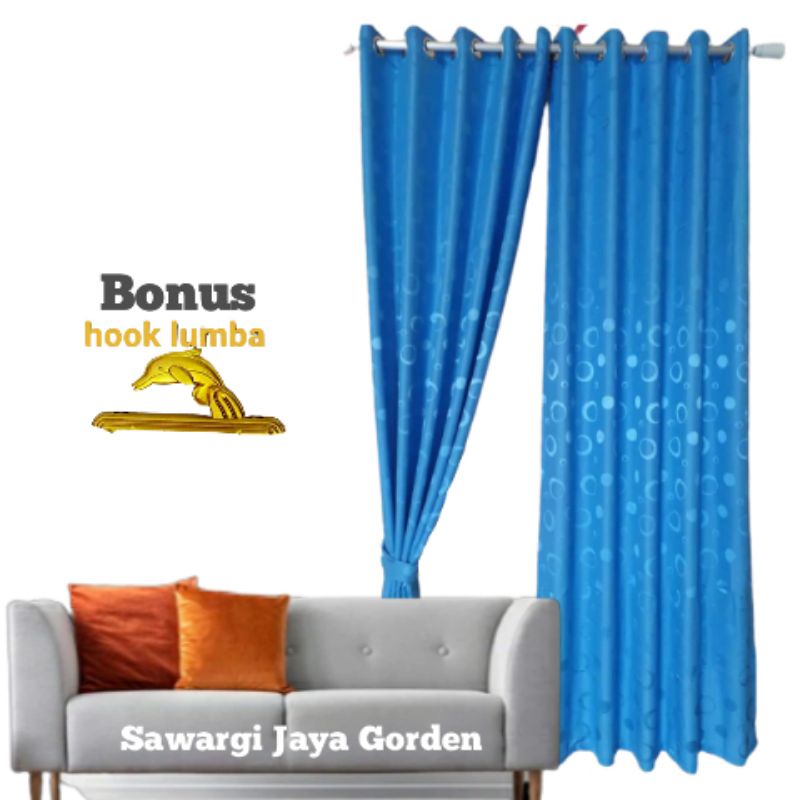 Gorden Hordeng Jendela Pintu Korden Gordyn Model Smokring 10 Lubang Biru Hijau Merah Kuning Abu Ungu