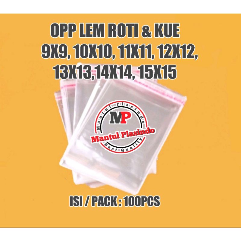isi 100pcs Opp Roti - Kantong Plastik Opp Lem Kemasan Roti Donat Kue 9x9,10x10,11x11