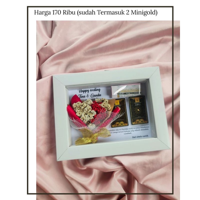Frame Bunga Sudah Dengan MINIGOLD Kado Minigold Hadiah pernikahan Hadiah frame Minigold Frame edelwe