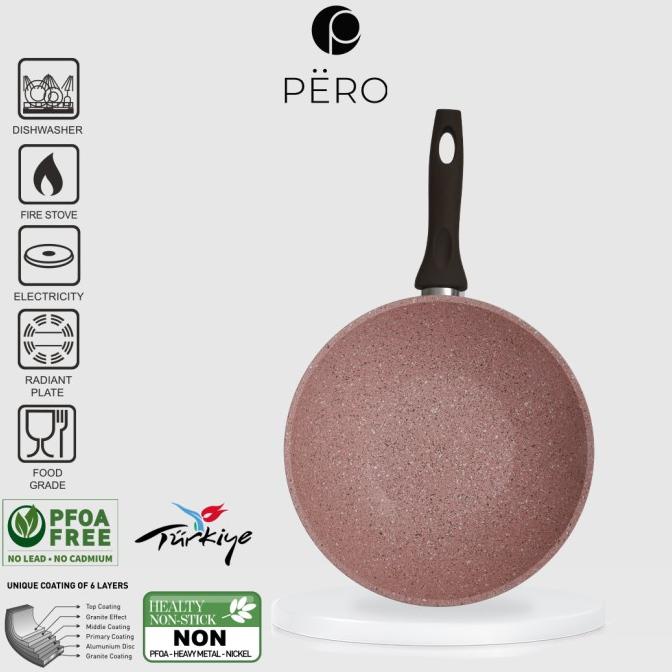 PERO WOK PAN 28CM BROWN HANDLE