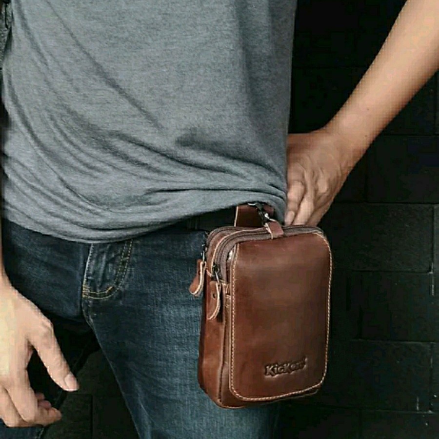 TAS MINI SELEMPANG  KULIT SAPI ASLI PRIA COWOK VINTAGE
