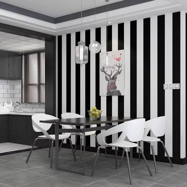 Wallpaper stiker motif zebra hitam putih