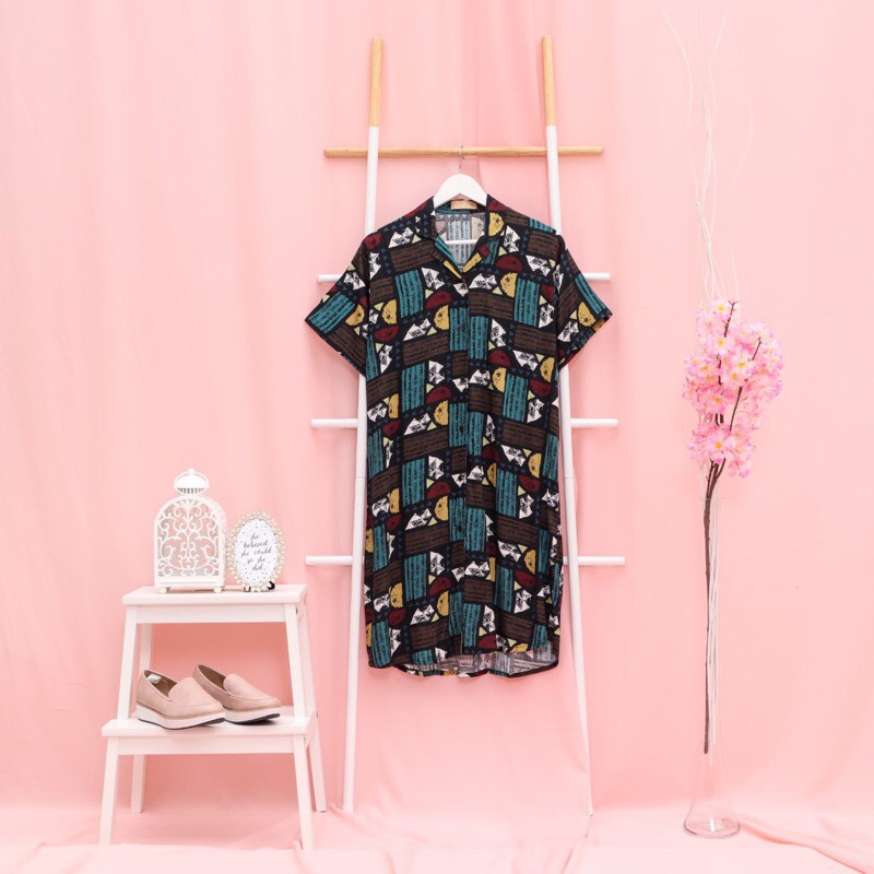 Daster kerah motif black by Vahayya