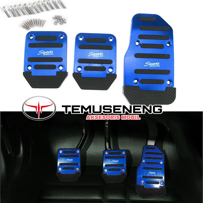 Set Biru Cover Pedal Manual Mobil Gas Rem Kopling Mobil Pijakan Kaki Manual