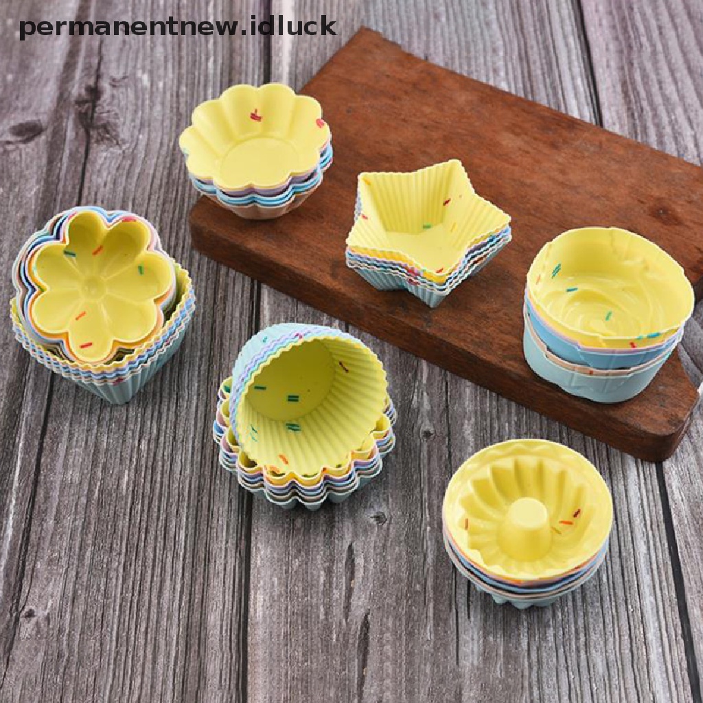 5 Pcs / Set Cetakan Kue Muffin Cupcake Bahan Silikon Untuk Dekorasi