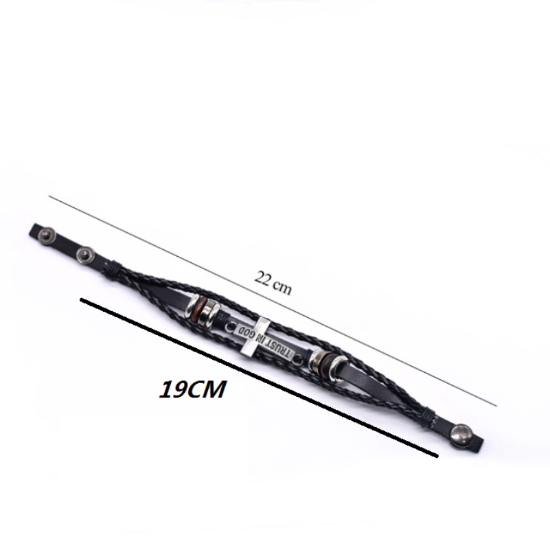 [Z H Perhiasan] Hip Hop Rock Retro Pria Fashion Salib Yesus Gelang Kulit/Aksesoris Perhiasan Pesta 18.5 Cm~21 cm