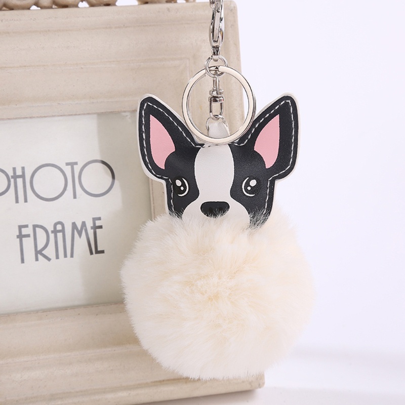 SIY  Fashion Cute Key Rings Dog Fur Key Chains Colorful Pendant Bag Decoration Alloy