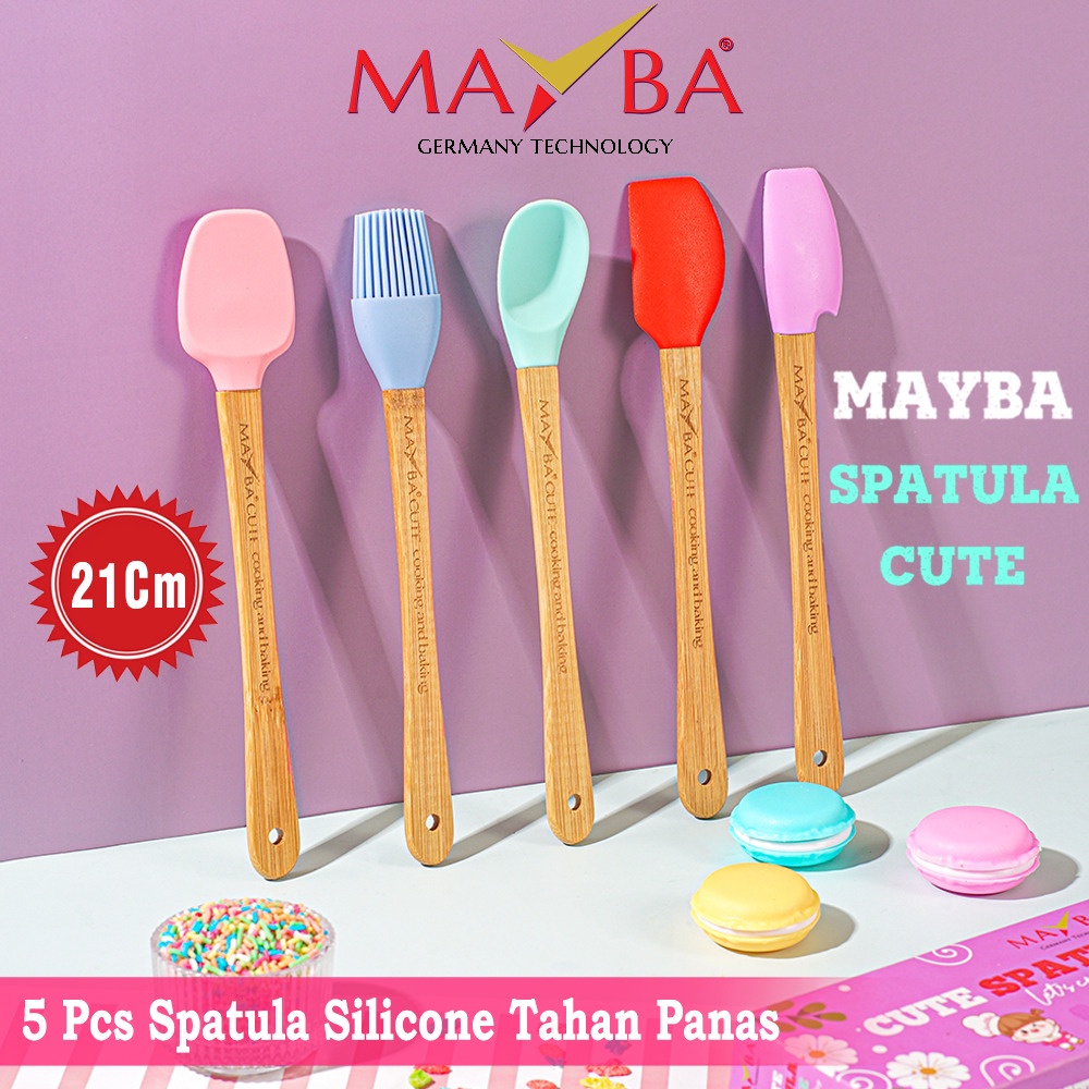 SPATULA SILICONE SET MULTI 5 PCS CUTE MAYBA Sendok dapur silikon foodgrade tebal terbaik