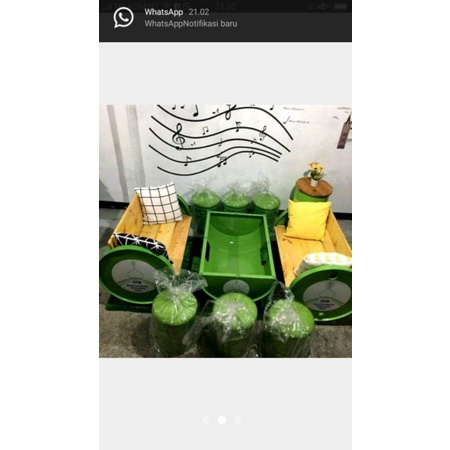 Paket 2 sofa drum, 1 meja drum & 6 kursi tong