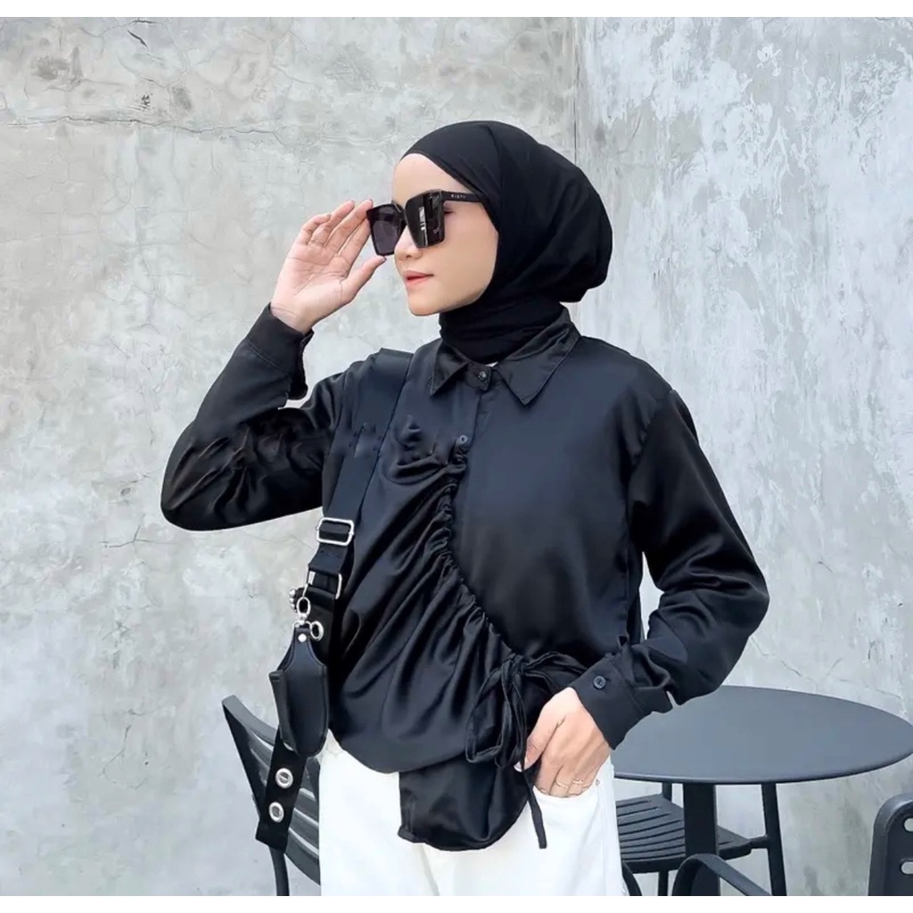 RX FASHION - SILFA KEMEJA SERUT TWISTCONE / Vizqya Blouse / Top Shirt Serut Wanita Terlaris / Kemeja Wanita Lengan Panjang - NN