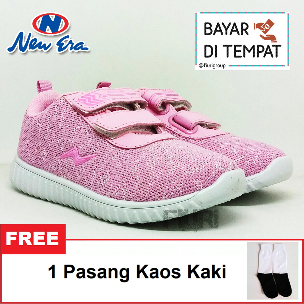 FIURI - New Era Original - KELSIE PEREKAT KIDS 27-34 Pink - Sepatu Kets Anak Perempuan - Sepatu Sneakers Anak - Sepatu Olahraga Sport Anak Balita Cewek Perekat - Sepatu Casual PEREKAT Anak Kecil - Sepatu Sekolah Hitam Anak Perempuan PAUD TK SD Murah