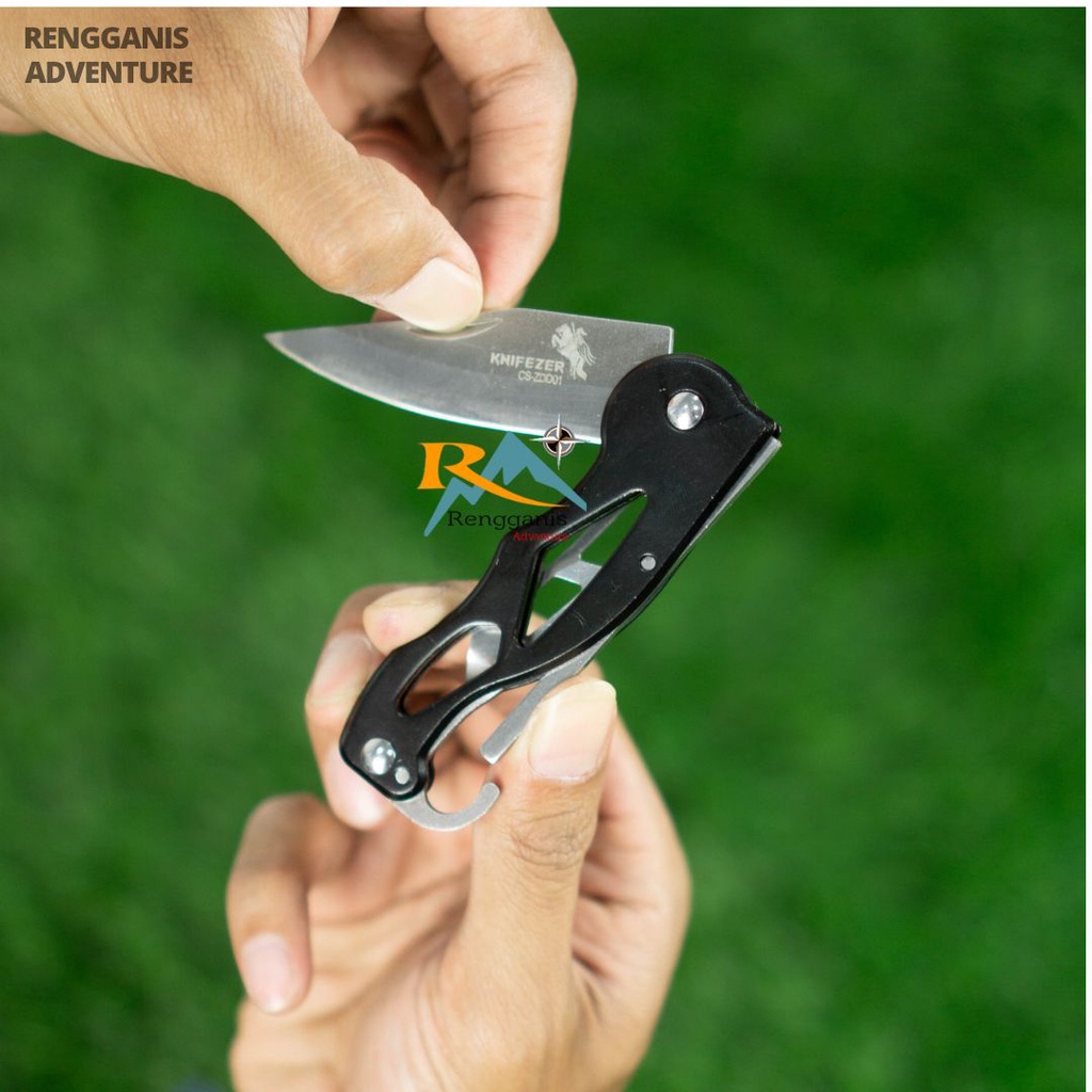 Pisau Lipat CARABINER KNIFE Pisau Dapur Serba guna Multifungsi Survival Camping Outdoor