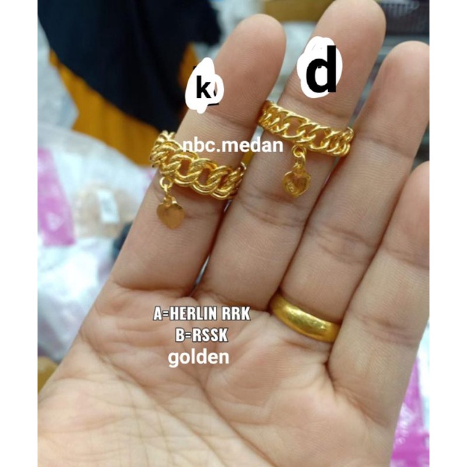 Cincin belah rotan Golden replika emas 24k,belah rotan, herlin kenza,matahari,cincin dubai dll ada kode gdn mereknya didalam cincin dan cincin Dubai