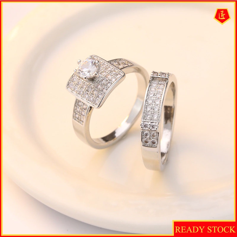 Set Cincin Full Berlian Imitasi Mewah Untuk Wanita