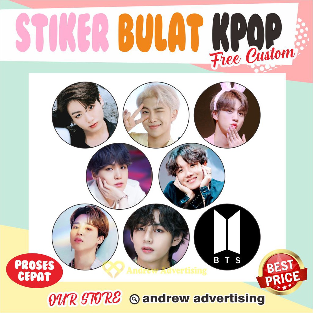 [READY STOCK] Stiker Bulat BT21 BTS Kpop Murah 3cm