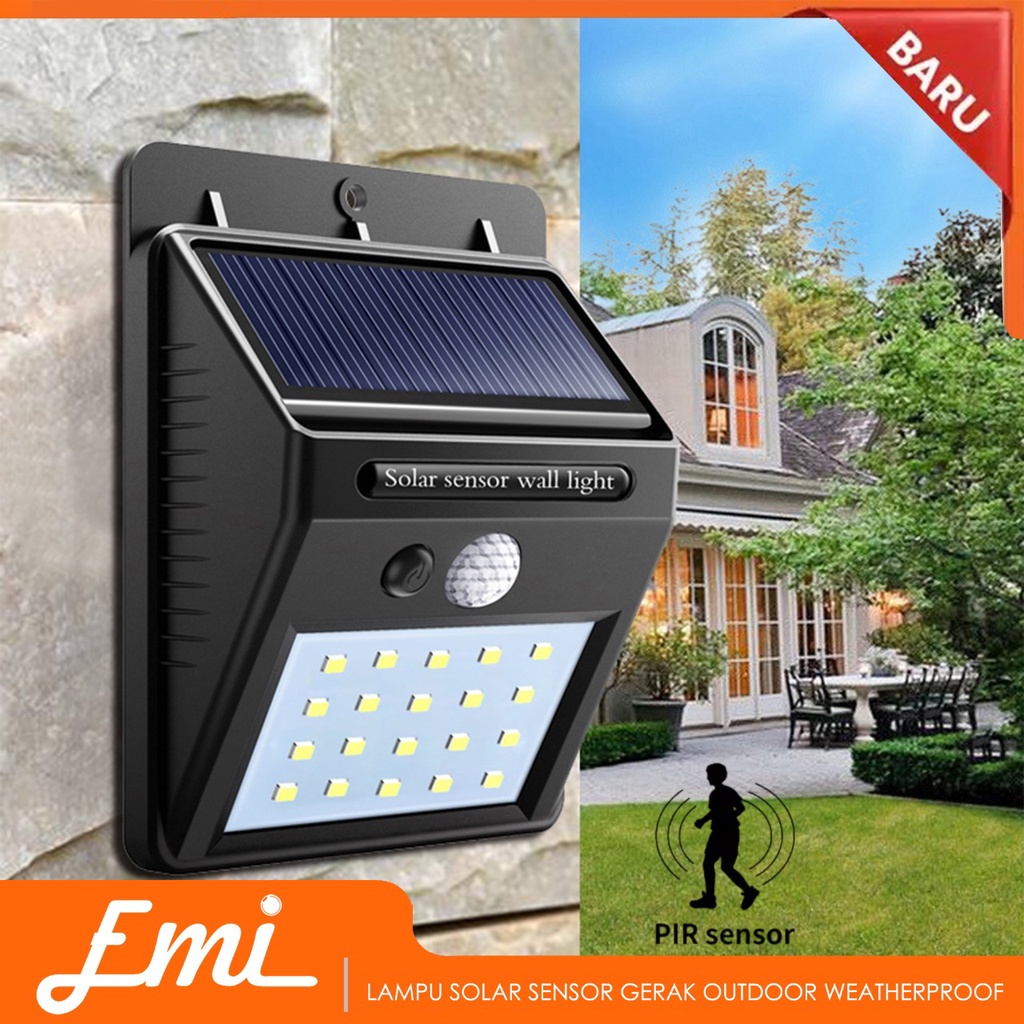 Lampu Solar 4W Sensor Gerak Outdoor Waterproof 20 LED 460 Lumens 5000K