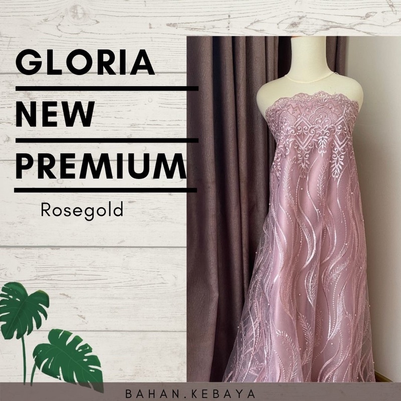 Bahan Kebaya Kain Brukat Brokat Tile Mutiara Gloria New Premium Warna Pink Rosegold