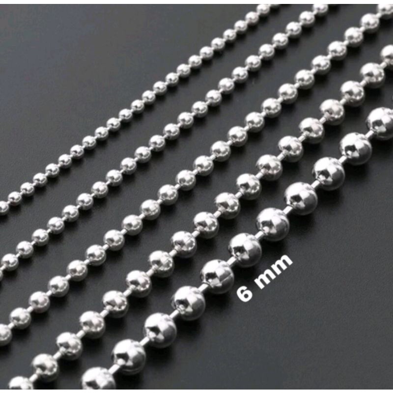 Kalung Titanium Anti Karat Biji Lada Silver// Kalung Pria Wanita