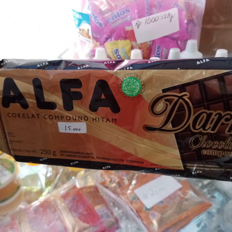 

Coklat Balok Alfa Garis Blok Dark 250gr