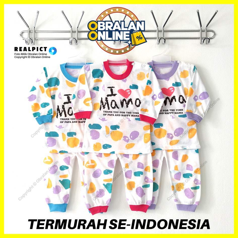 [SPY-RF33] OBRALAN ONLINE, Setelan Baju Bayi 3-18 Bulan, RED FOREST I Love Mama, Kaos Piyama Anak Pe
