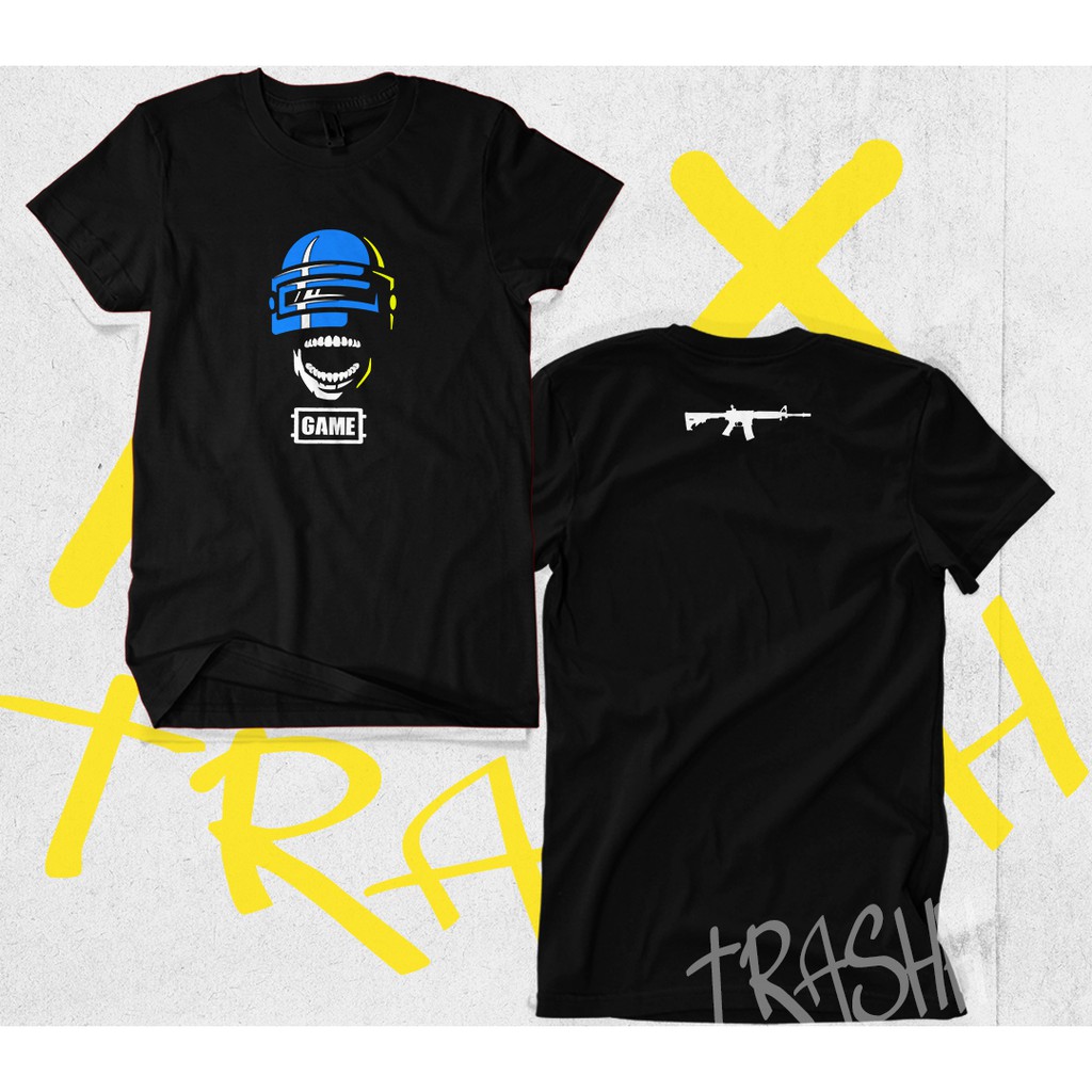 T shirt Kaos PUBG Pabji Skull Helmet Lv3 M416 Front Cotton T shirt Kaos PUBG Pabji Skull Helmet Lv3 M416 Front Cotton